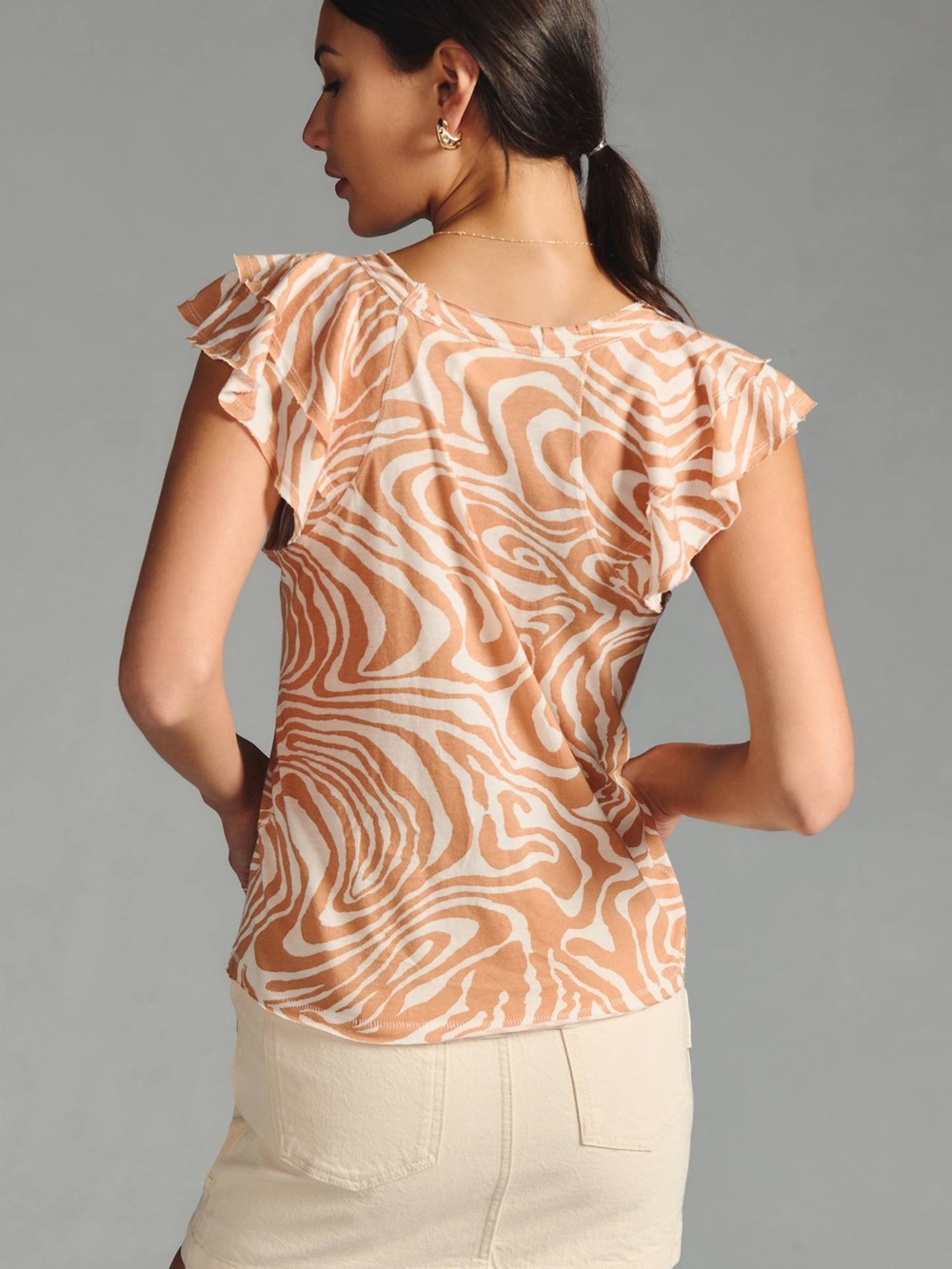 Anthropologie Maeve Catie Ruffled Sleeve Tee - Picture 4 of 13
